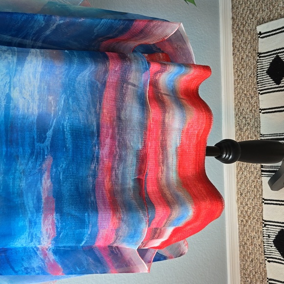 STYLE & Co Sheer poncho with tank top blue & orange hues size XL - Picture 3 of 9